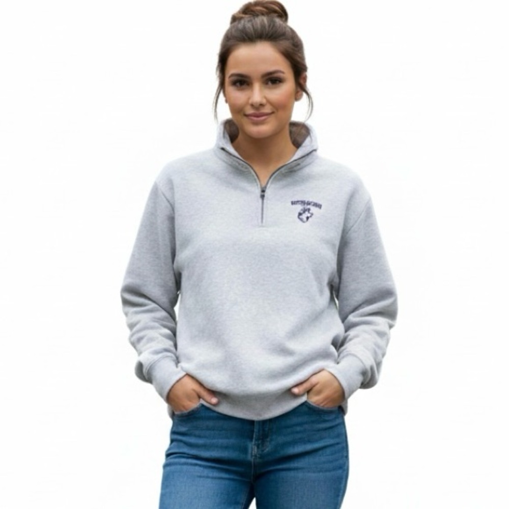 Northeastern University Gray Quarter Zip Sweatshirt Embroidered Black L Cozy